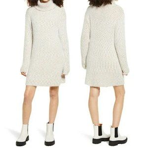 Lulus Sweet Whispers Long Sleeve Sweater Dress Ivory Multi Size: Small NWT